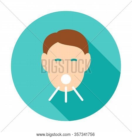 Head Cough Circle Icon. Vector Illustration With Long Shadow. Medical Item.