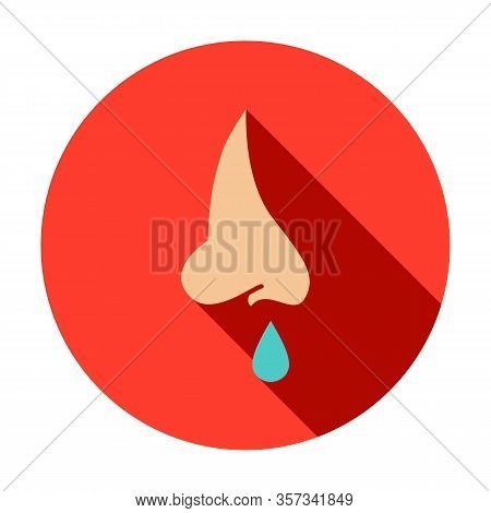 Runny Nose Circle Icon. Vector Illustration With Long Shadow. Medical Item.