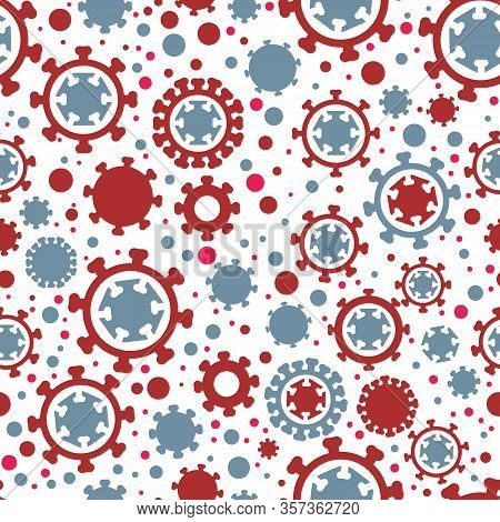 Coronavirus Seamless Pattern. Covid-19 Disease Background. Pandemic. Flu Epidemic Backdrop. Editable