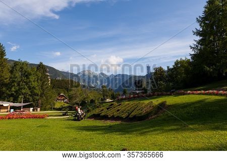 Bohinj, Slovenia - August, 04: Town Park Of Bohinj On August 04, 2019