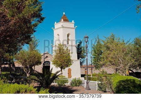 San Lucas Church Tower Built In 1740 In The Main Square Of The Village Named Toconao In An Oasis At 