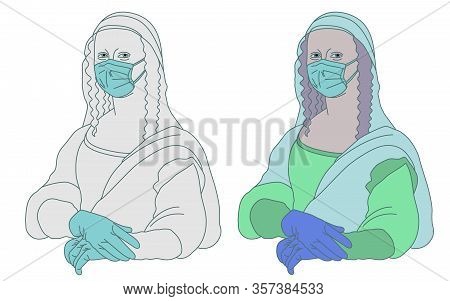 Illustration Of Mona Lisa Gioconda Leonardo Da Vinci Who Takes Care Of Herself And Does Not Want To 