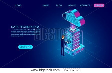 Data Technology And Big Data Processing Protecting Data Security Concept And Cloud Computing. Digita