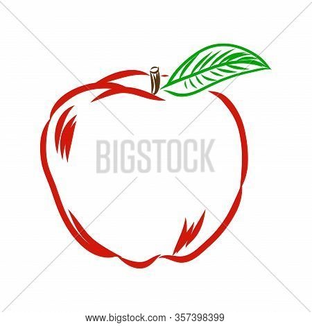 Apple Frute, Icon Sketch - Vector Food Illustration.