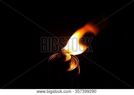 Fireflame In The Full Darkness. Memorial Sign.