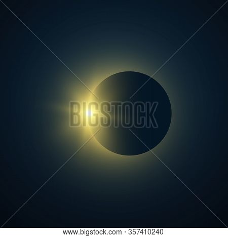 Solar Eclipse. Total Eclipse Of The Sun With Corona. Full Solar Eclipse Phenomenon. Star Shining. Sp