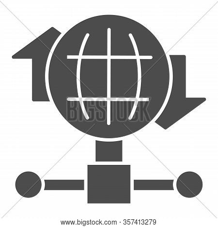 Internet Connection Bandwidth Solid Icon. Globe And Fiber Optic Wire Symbol, Glyph Style Pictogram O