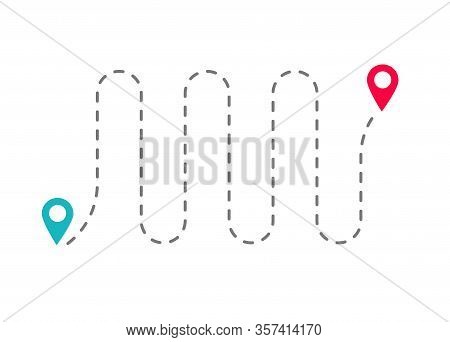 Travel Direction Route Location Position With Pin Map Pointer As Navigational Path Or Way Guide Vect