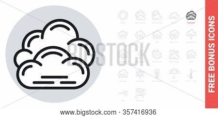 Overcast, Cloudiness Or Nebulosity Icon For Weather Forecast Application Or Widget. Clouds Close Up.