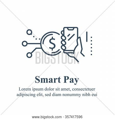 Hand Holding Smartphone, Mobile Payment, Finance Services, Online Wallet, Financial Transaction Proc
