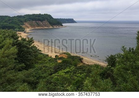 View Of The Cliffs And A Beautiful Cove On The Baltic Sea.