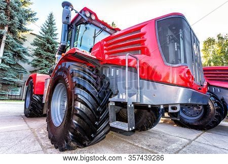 Samara, Russia - September 23, 2017: Modern Agricultural Tractor Kirovets K9450 Exhibited At The Ann