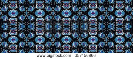 Black, Blue, Green Watercolor Ethnic Design. Summer Rhombus Background. Vibrant Geometric Swimwear P