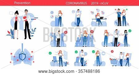 Concept Of Behaviour During Quarantine, Precautionary Measures For Avoidance Viruses Infection. Coro