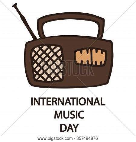 International Music Day Isolated On White. Easy To Edit Vector Template For Typography Poster, Flyer