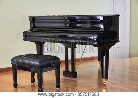 Belarus, Zalesie August 2019. An Old Grand Piano In The Music Room At The Oginsky Estate.