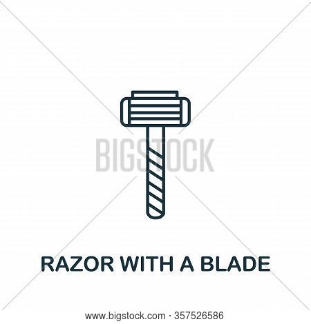 Razor With A Blade Icon From Barber Shop Collection. Simple Line Element Razor With A Blade Symbol F