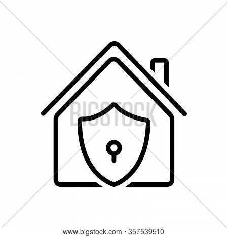 Black Line Icon For Besides Furthermore Moreover Secure House