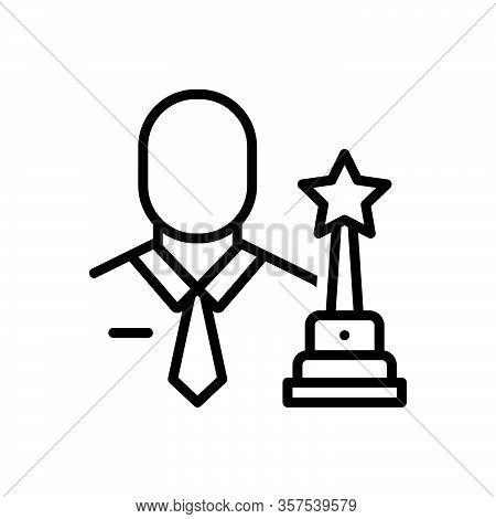 Black Line Icon For Champion Winner Prize-winner Medalist Trophy Celebration