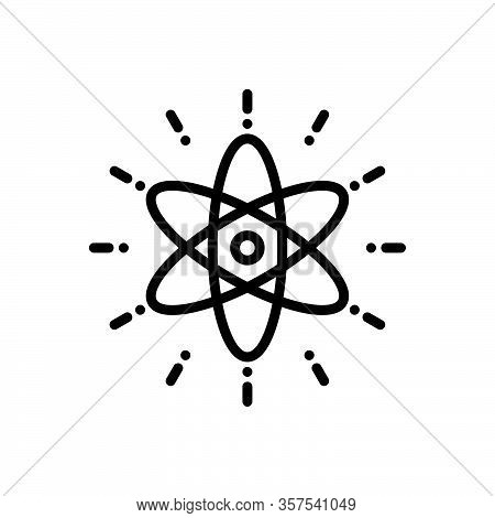 Black Line Icon For Nuclear Molecular Particle Orbit React Chemistry Circle Fusion Atom Atomic