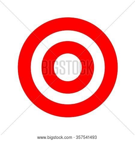 Red Round Symbol Isolated On White, Circle Icon Red For Shooting Target Arrow Aiming, Target For Spo