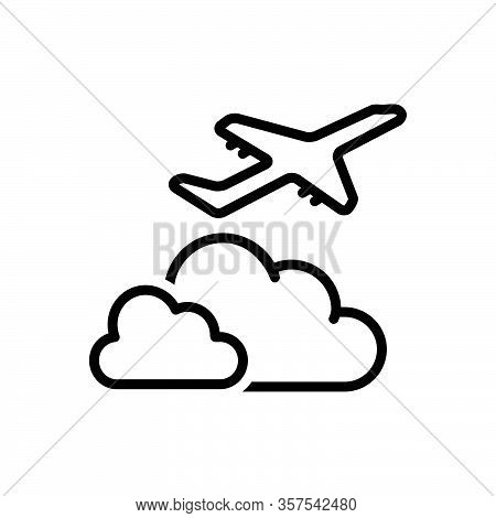 Black Line Icon For Beyond Over Above Holiday Away-from On-the-far-side-of Aeroplane Airliner Cloud