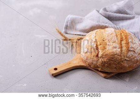 Fresh Homemade Crisp Bread, Top View. French Bread. Bread At Leaven. Unleavened Bread.