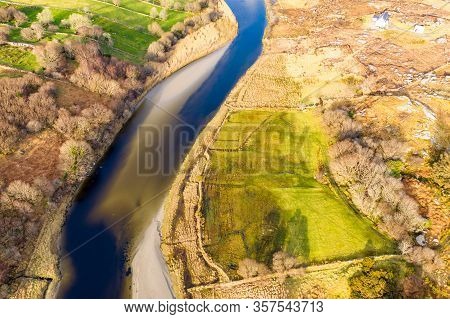 Aerial View Of Gweebarra River Between Doochary And Lettermacaward In Donegal - Ireland.