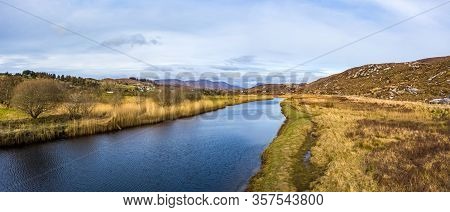 Aerial View Of Gweebarra River Between Doochary And Lettermacaward In Donegal - Ireland.