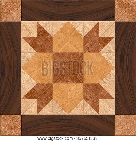 Floor And Wall Geometric Pattern Wooden Decorative Mosaic Tile With Block And Flower Pattern