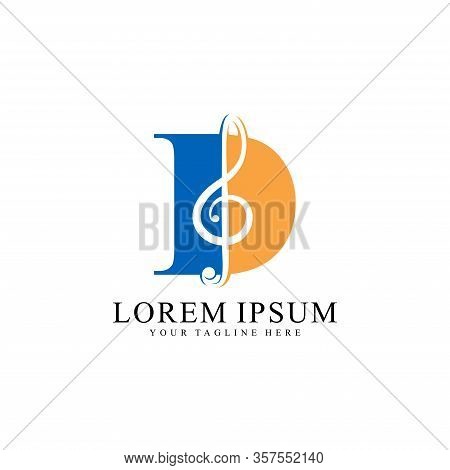 Initial D Letter With Music Vector Logo