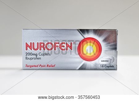 London / Uk - March 22nd 2020 - Packet Of Nurofen Ibuprofen Anti-inflammatory Medication On A White 