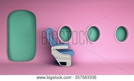 Simple Airplane Travel Concept Empty Passenger Seat In A Minimalistic Pinck Airplane Cabin 3d Render