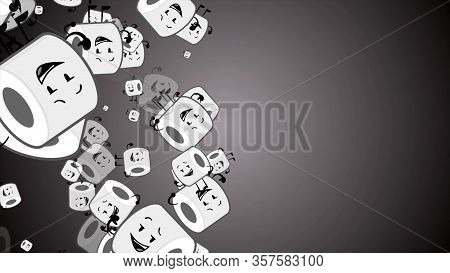 Toilet Roll Happy Emoji Particles Flow Illustration Background. Toilet Paper Emoji Smiles, Character