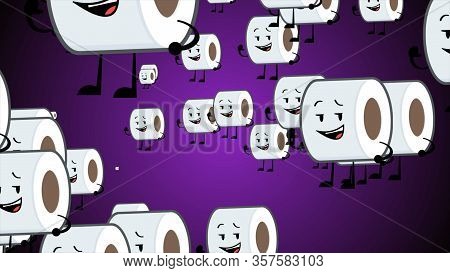 Toilet Roll Happy Emoji Particles Flow Illustration Background. Toilet Paper Emoji Smiles, Character