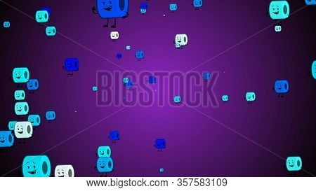 Toilet Roll Happy Emoji Particles Flow Illustration Background. Toilet Paper Emoji Smiles, Character