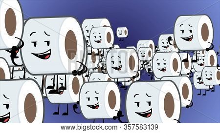 Toilet Roll Happy Emoji Particles Flow Illustration Background. Toilet Paper Emoji Smiles, Character
