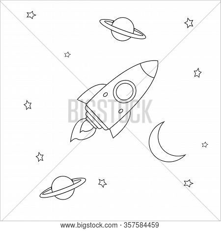 Illustration Vector Graphic Of Rocket Outline Good For Coloring Book