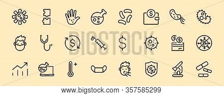 Coronavirus A Set Of Icons On The Theme Of Coronavirus, Contains Such Icons As Nucleation, Hand Wash