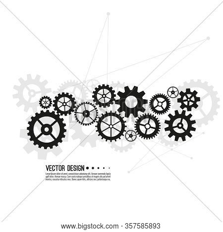 Gear Wheel And Cogwheel Mechanism. Business Concept Innovation And Movement. Vector Illustration.