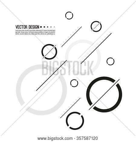 Abstract Monochrome Background With Spherical Geometric Shape. Vector Dynamic Circles With Diagonal.