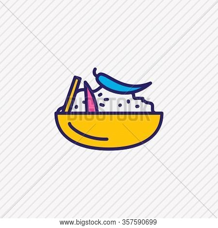 Vector Illustration Of Moroccan Couscous Icon Colored Line. Beautiful International Food Element Als