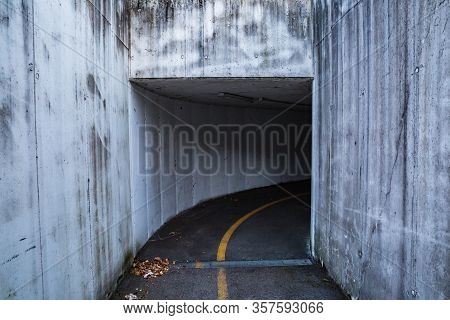 Roadway. Tunnel. Left Right. No People. No Cars. No One. Manzano, Friuli-venezia Giulia. Italy