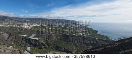 Wide Panoramic View From Mirador El Time Viewpoint On Los Llanos De Aridane And Aridane Valley, La P