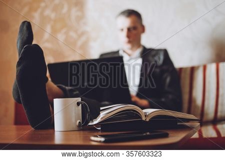 Work From Home Online, Freelance, Remote Job During The Coronavirus Crisis. Company Employee, Develo