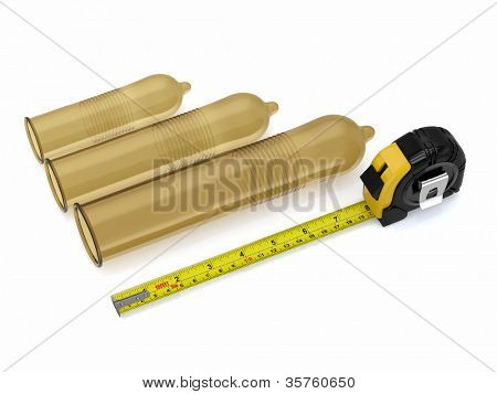 Taille du pénis. Préservatifs de différentes tailles et la roulette. 3D
