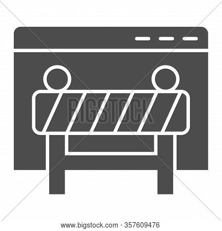 Webpage Under Construction Solid Icon. Window Browser With Attention Fence. Internet Technology Vect