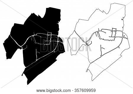 Leiden City (kingdom Of The Netherlands, South Holland) Map Vector Illustration, Scribble Sketch Cit
