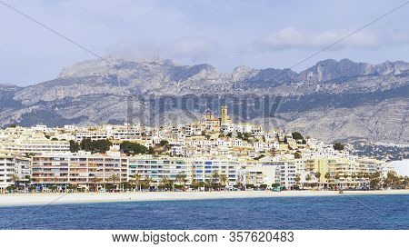 Altea, Spain - March 15, 2020: View To Beautifuly Authentic Spanish Village Altea, Mediterranean Sea