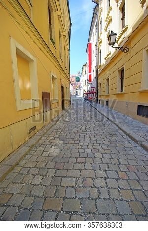 Paved Small Street In Historic Center Of Bratislava